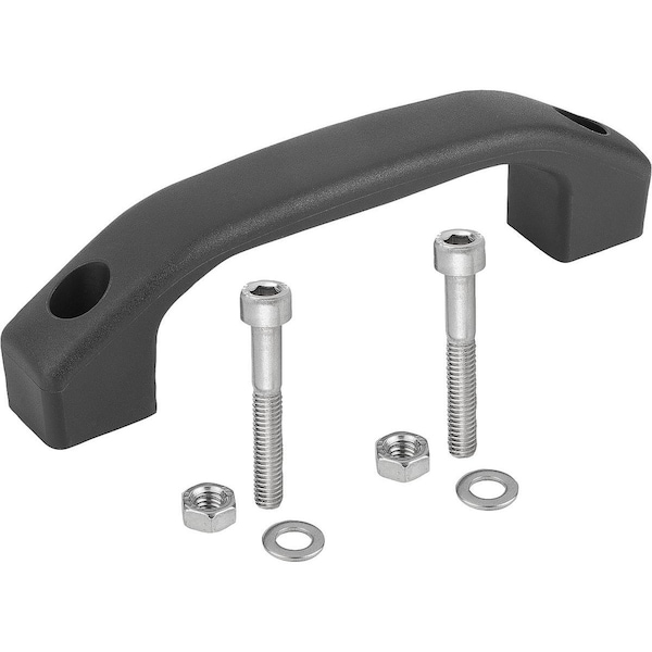 Pull Handle L=146, Form:A, Polyamide Black Ral7021, Comp:Stainless Steel, A=120, D=M06